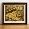 Cubist still life of nautical treasures