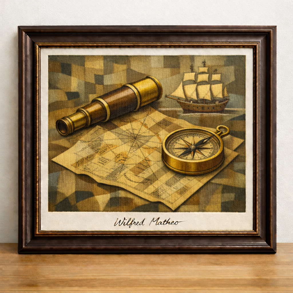 Cubist still life of nautical treasures 2