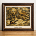 Cubist still life with antique globe
