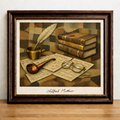 Cubist writer’s desk still life
