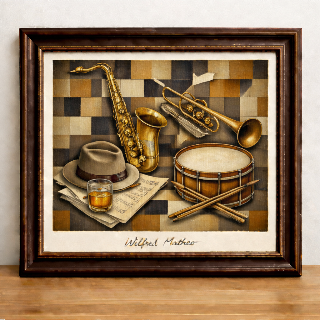 Jazz instruments in cubist form