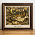 Peinture cubiste des instruments scientifiques